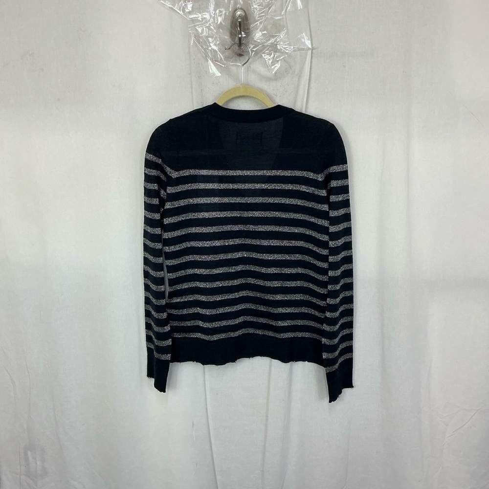 NEW Zadig & Voltaire Encre Missia Metallic Stripe Wool Blend Sweater Size M - Picture 5 of 16